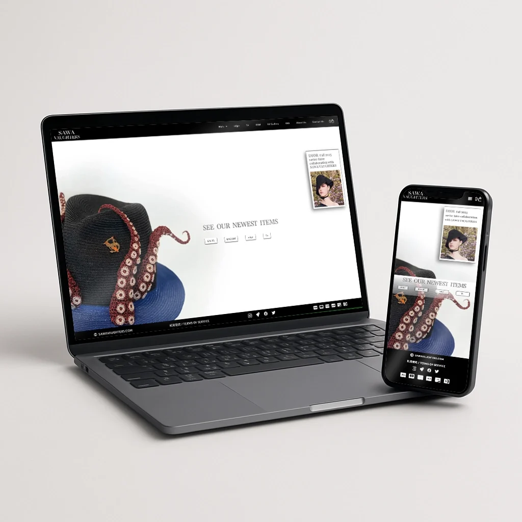 Web mockup with Laptop and smart phone showing SAWA VAUGHTERS website